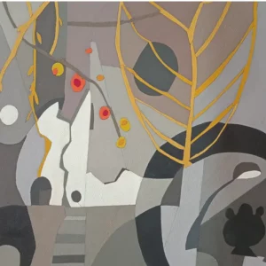 BLACK ENOUGH, 2024, collage de chutes de cuir sur tissu maille, 60 x 60 cm