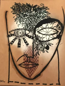 Faces II 2020, acrylique sur papier, 100 x 80 cm