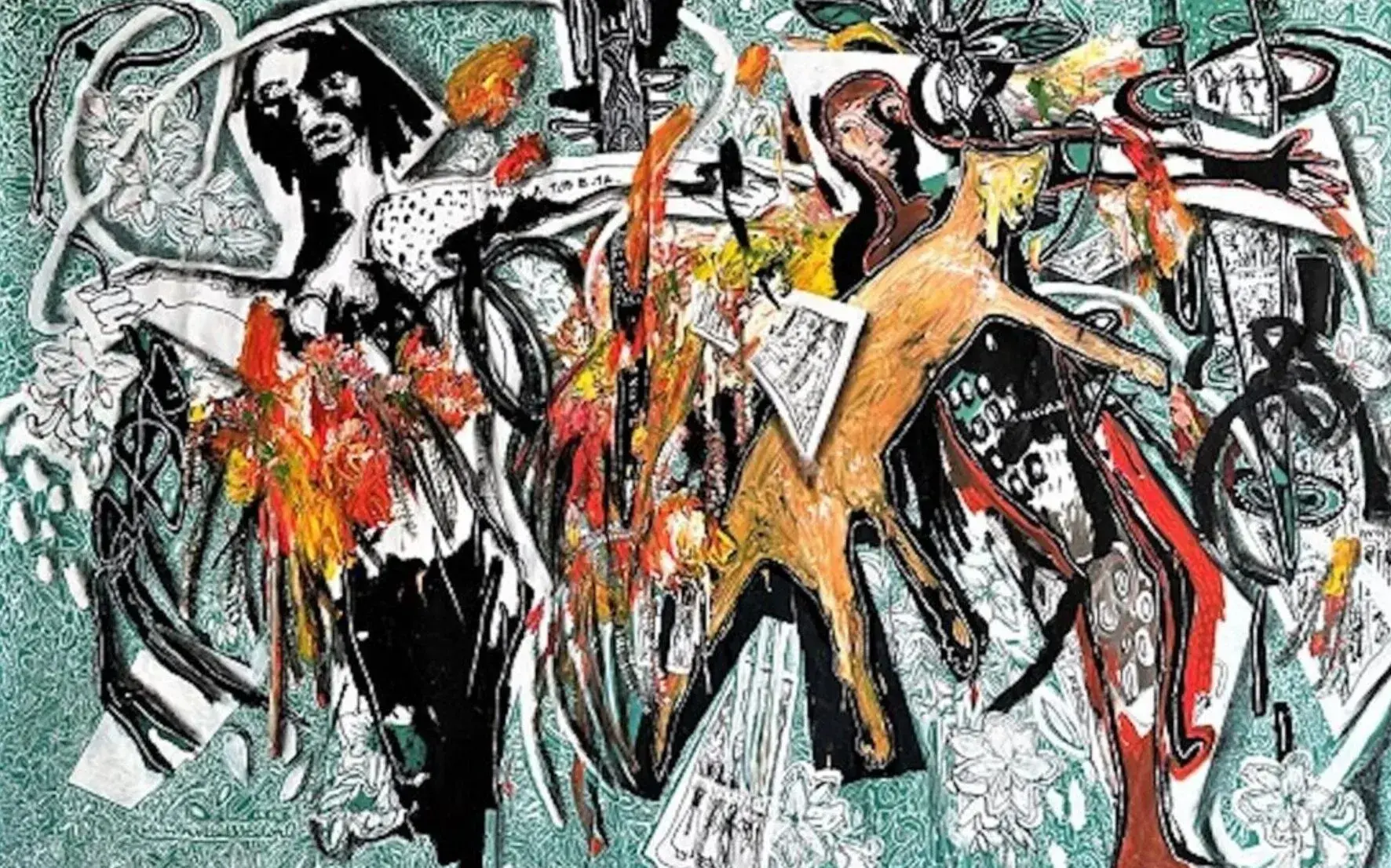 Écosystème II, Acrylique et technique mixte sur toile, 2023, 210 x 300 cm