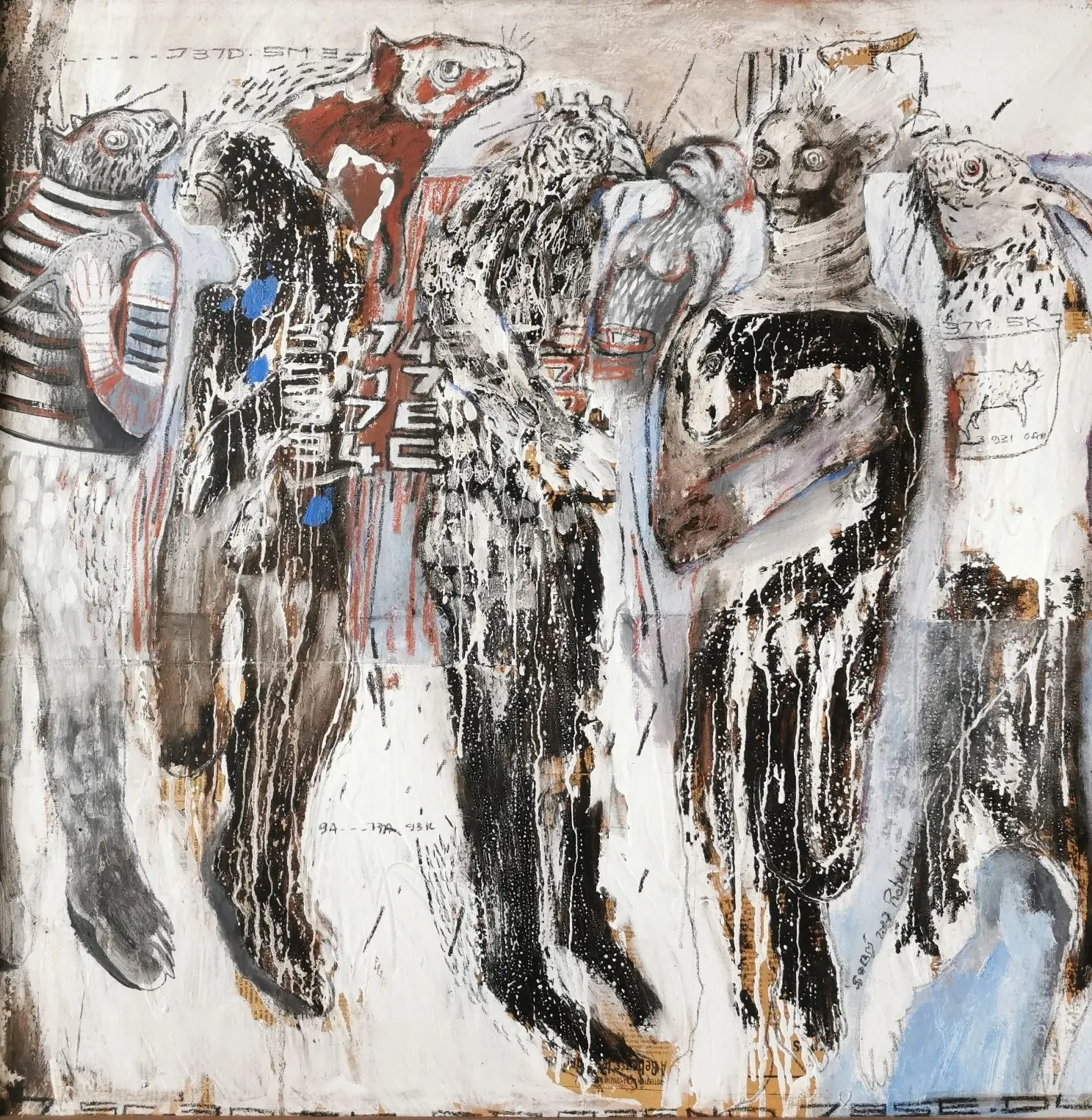 Soly Cisse-acrylique et papier journal-2004