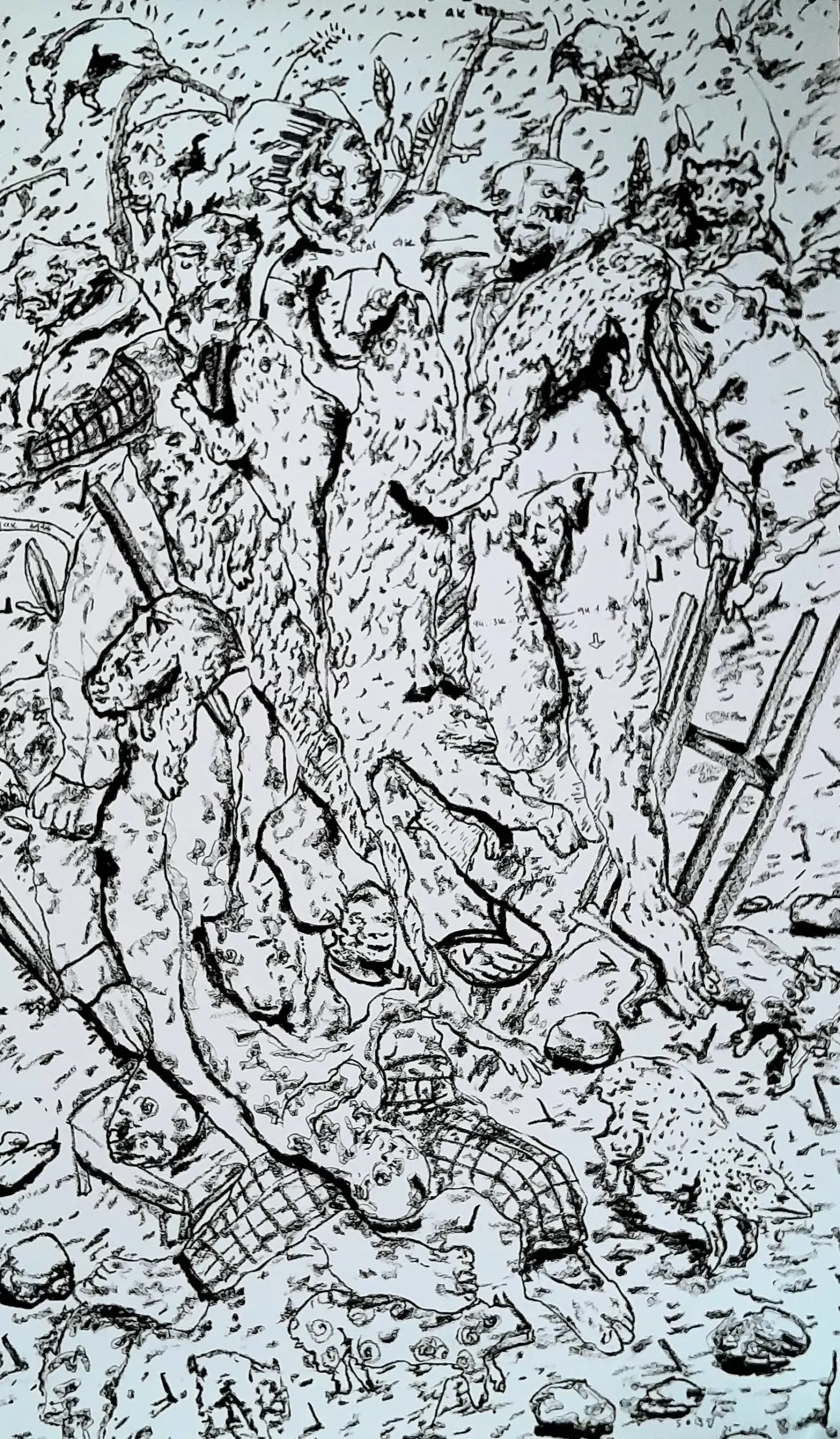 Monde Perdu-2005, fusain sur papier-152vx 90 cm